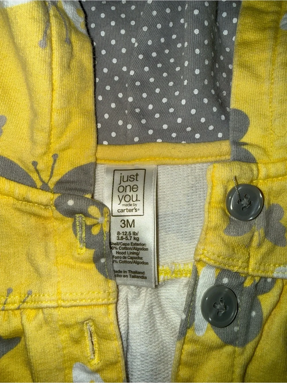 Carter's Yellow Butterfly Hooded jacket